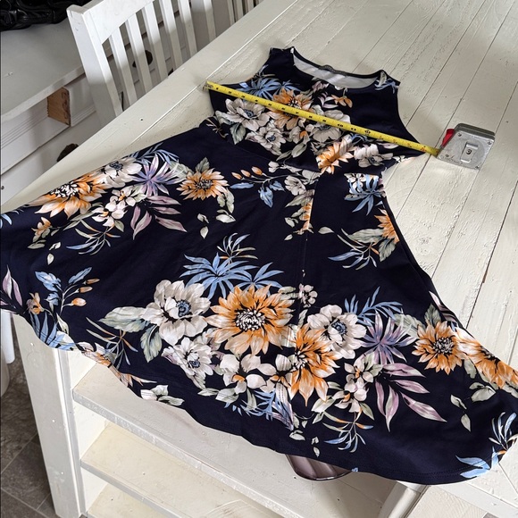 Suzy Shier Navy Floral Sleeveless Skater Dress NWOT Sm Vintage vibes - Picture 8 of 13